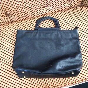 Anna Paola Black Leather Tote Bag